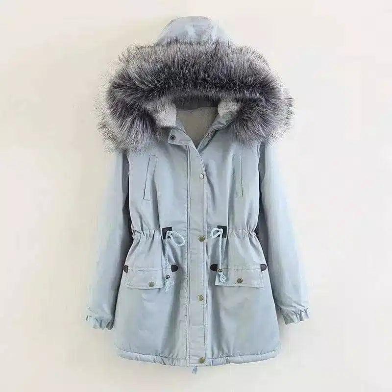 LOVEMI - Lovemi - Hooded large fur collar plus fleece coat