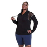 Women's Mesh Panel Hooded Workout Top-1