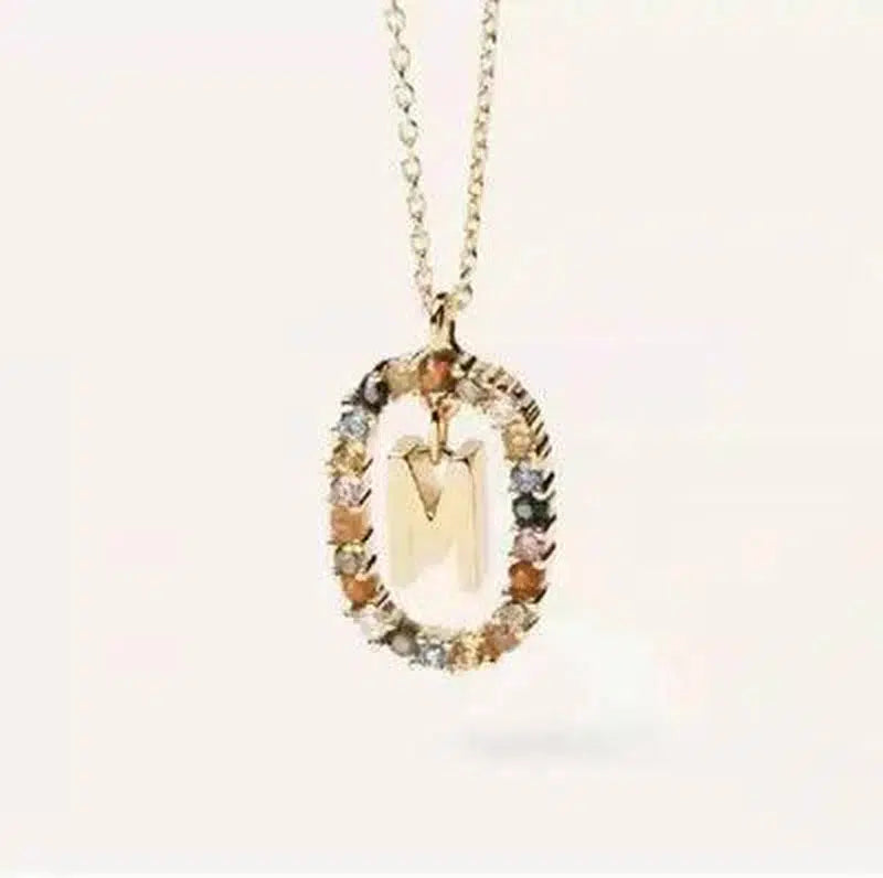 Initial 'A - Z' Crystal Pendant Necklace Gold-Tone-12