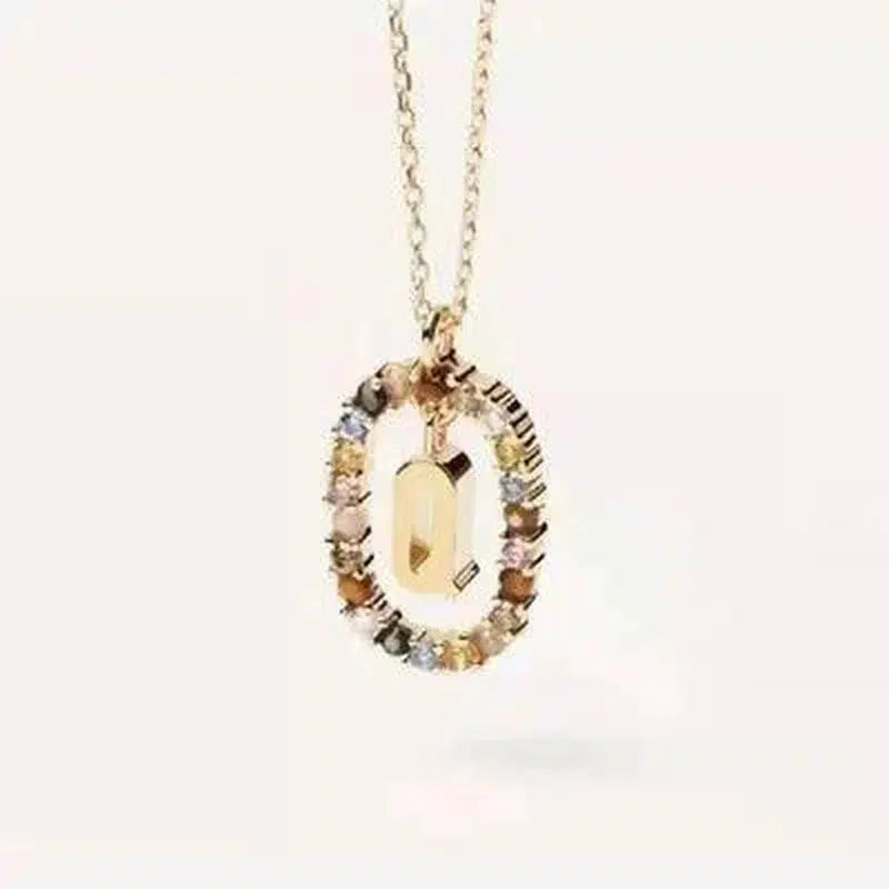 Initial 'A - Z' Crystal Pendant Necklace Gold-Tone-17