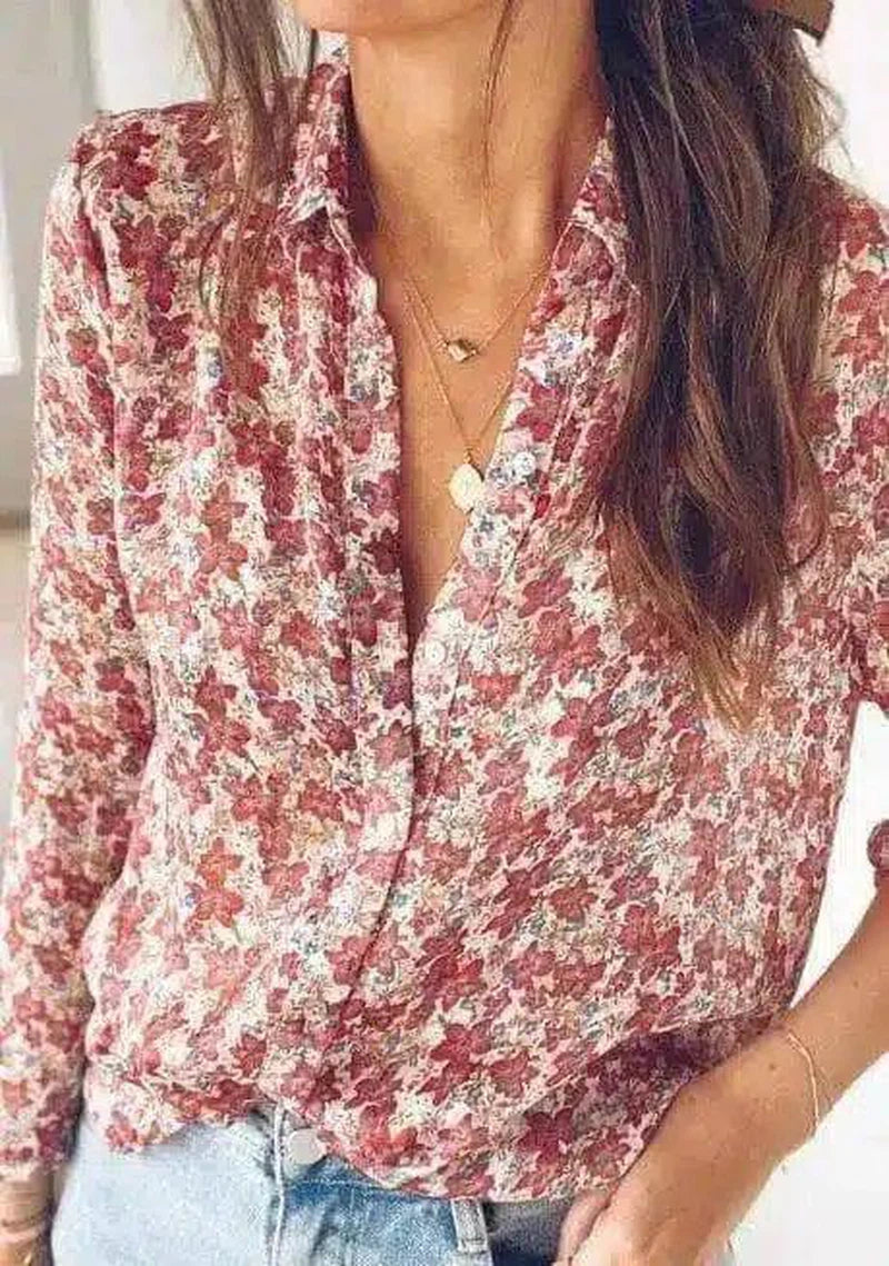 LOVEMI - Lovemi - Ladies small floral lapel shirt