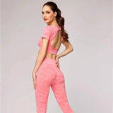 Leopard Print Seamless Yoga Suit-Pink-3