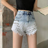 LOVEMI - Lovemi - Light blue shorts gradient jeans