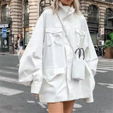 Chic Puff Sleeve Coat for Effortless Style-White-1