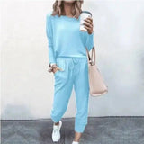 LOVEMI - Lovemi - Loose Solid Color Long Sleeve Casual Set