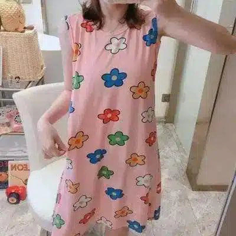 Floral Sleeveless Midi Summer Dress-Small flower-1