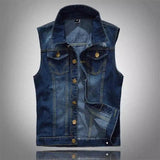 Stylish Blue Denim Vest for Men-Blue-1