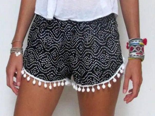 Printed elastic waist shorts beach pants-7