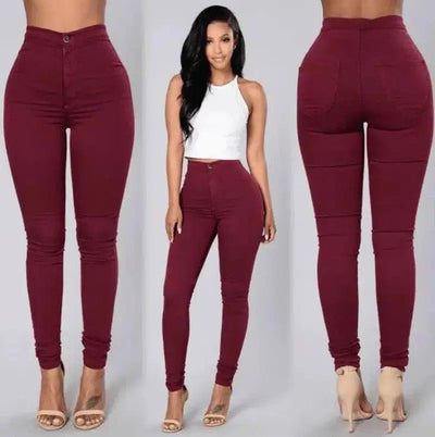 Casual Fashion Multi-Color Slim Slimming Pants-Burgundy-5