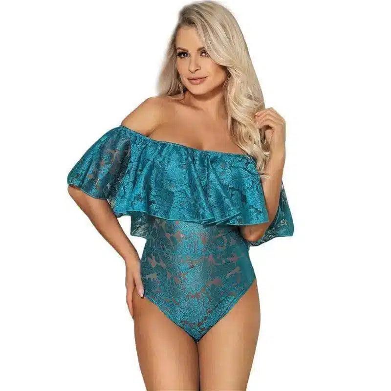 LOVEMI - Lovemi - Sexy One-piece Off-the-shoulder Pajamas With Lotus