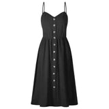 Suspender Button Pocket Halter Dress-Black-22