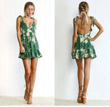 V-neck Halter Print Sleeveless Beach Dress-21