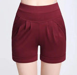 Shorts Chiffon Women Cotton Casual-Redwine-57