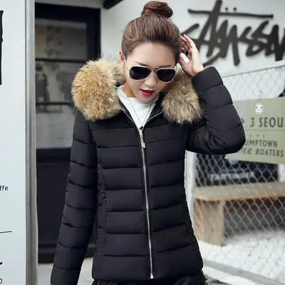 Slim cotton padded jacket and down jacket-Black-3