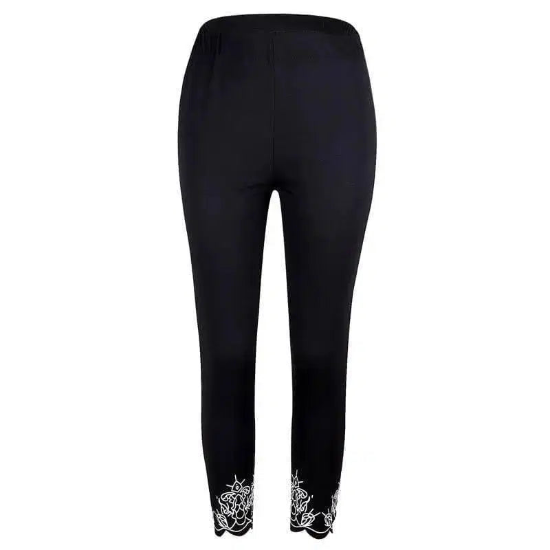 Slim Slimming Printed Cropped Trousers-Black-11