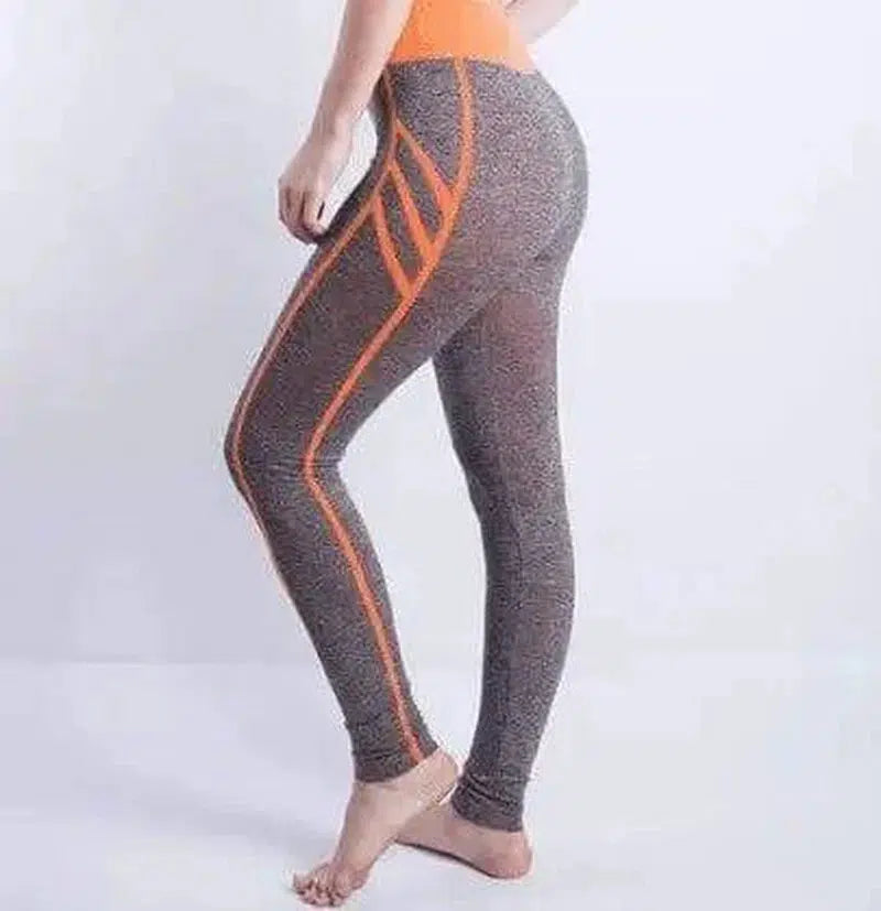 Slim Trousers High Waist Elastic Cropped Leggings-Orange-2