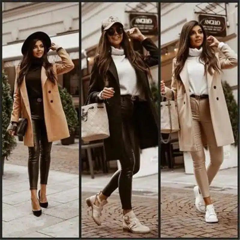 Womens' Stylish Trench Coat and Pants Outfit-1