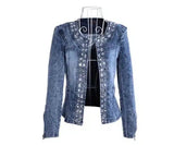 LOVEMI - Lovemi - Spot stretch denim jacket rhinestone sequins retro