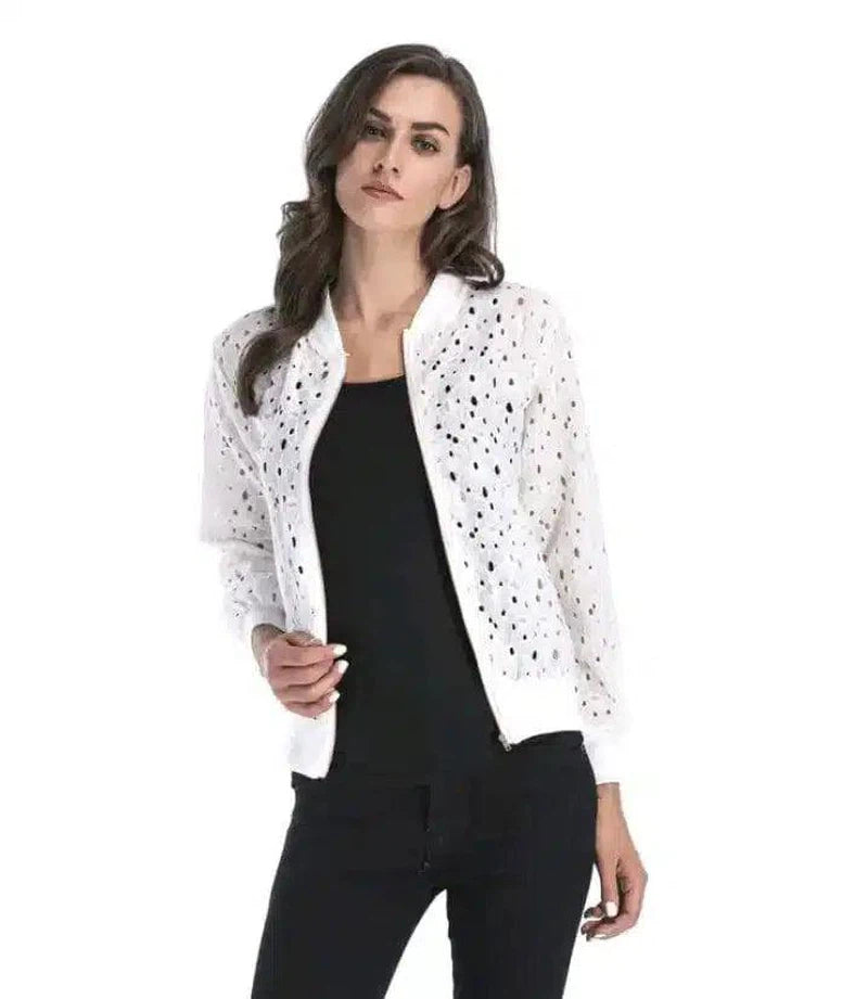 Women's Lightweight Perforated Jacket-White-1