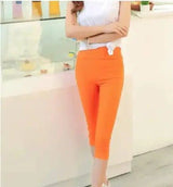 LOVEMI - Lovemi - Summer new candy color cropped pants elastic tight