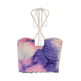 LOVEMI - Lovemi - Tie-dye Halterneck Tie V-neck Sexy Halter Vest