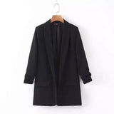 Women's Casual Blazer with Pockets-Black-2