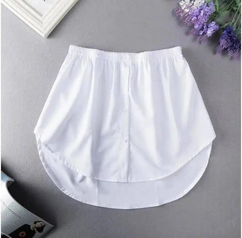 Wear a Fake Hem Sweatshirt With a Hem Skirt Casual Bottoming-White-2