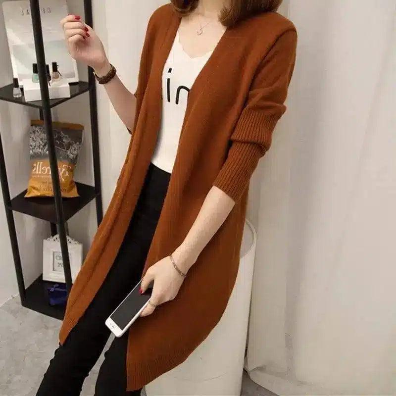 Women's Long Knit Cardigan with Pockets-1