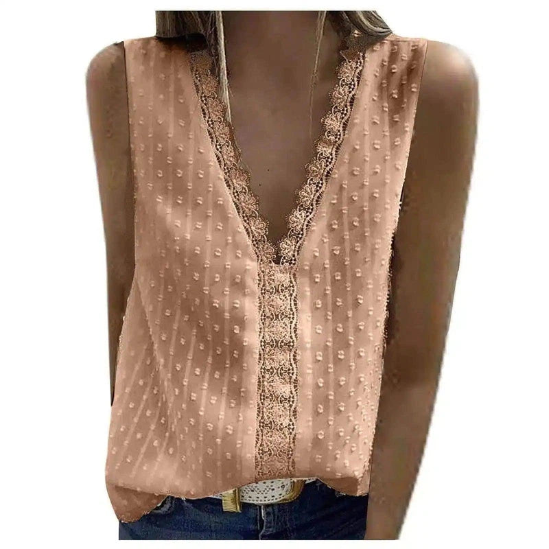 Stylish Chiffon Vest Top for Any Occasion-Khaki-7