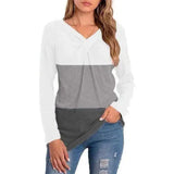 Women's Long Sleeve Crossover Top-White-3