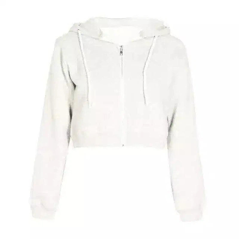 Zip-Up Hooded Sweatshirt for Casual Wear-White-5