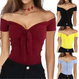 Off-Shoulder Bow Front Women's Top-1