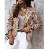 LOVEMI - Lovemi - Womens Long-Sleeved Plaid Print Blazer