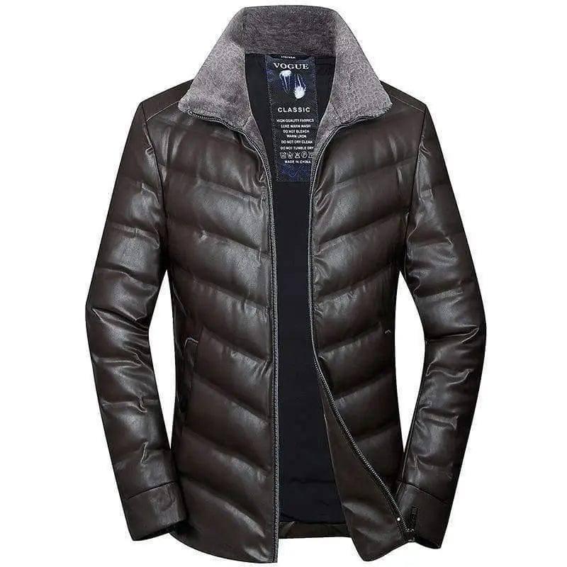 LOVEMI - Lovemi - Wool collar youth men's leather down jacket short