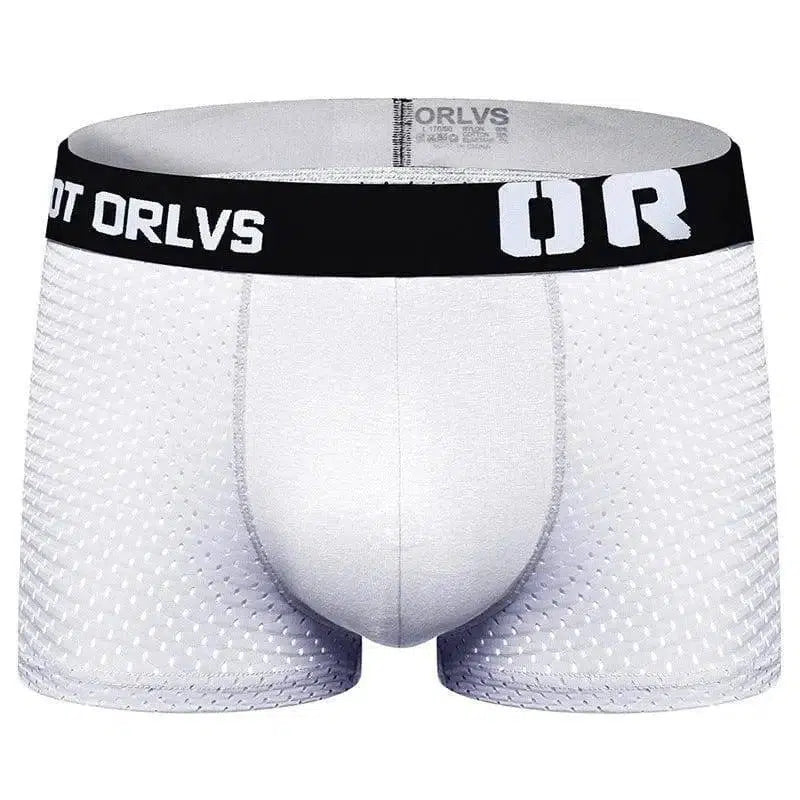 Men's Boxer Shorts Low-Waist Elastic Hip-Lift Boxer Briefs-1White-3