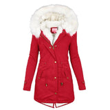 Mid-length hooded winter warm plus fleece coat-11