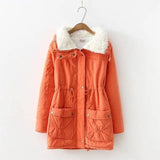 Mid-length Slim-fit Peach Skin Coat-Orange-4