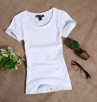 MRMT 2024 Women's T Shirt Casual Women Short Sleeved Slim-White O-9