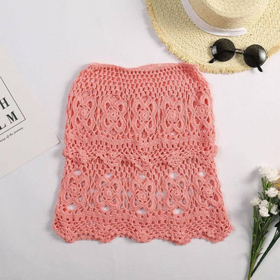 New European and American Hand Hook Hollow Knitted-Pink-8