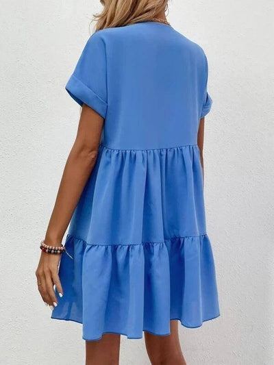 New Short-sleeved V-neck Dress Summer Casual Sweet Ruffled-8