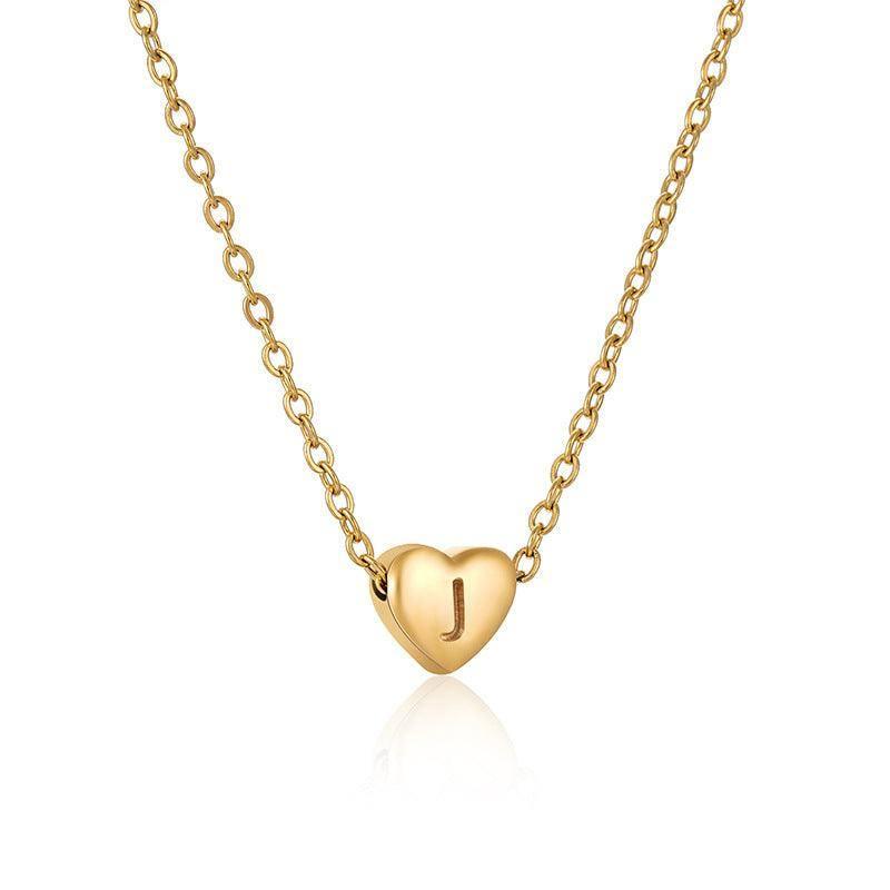 Personalized Gold Heart Initial Necklaces-J-8