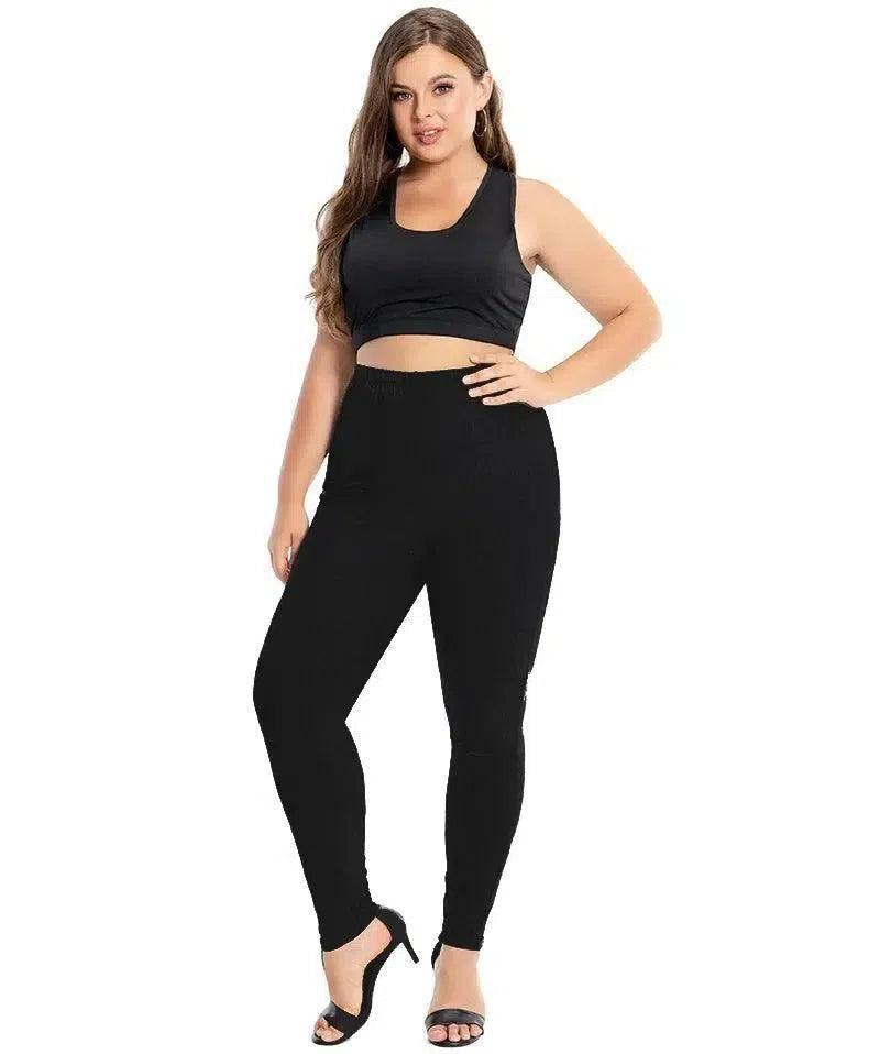 Plus Size Leggings For Women Modal Cotton Stretch Elastic-Black Leggings Plus-12