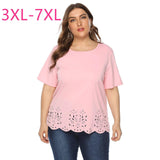 Plus Size Pink Laser-Cut Top 3XL-7XL-1