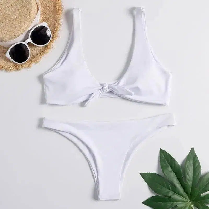 Printed split swimsuit for ladies-White-4