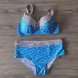 Retro Polka Dot Bikini Split Slim Swimsuit-Blue-3