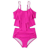 Ruffled bikini swimsuit-Rosered-4