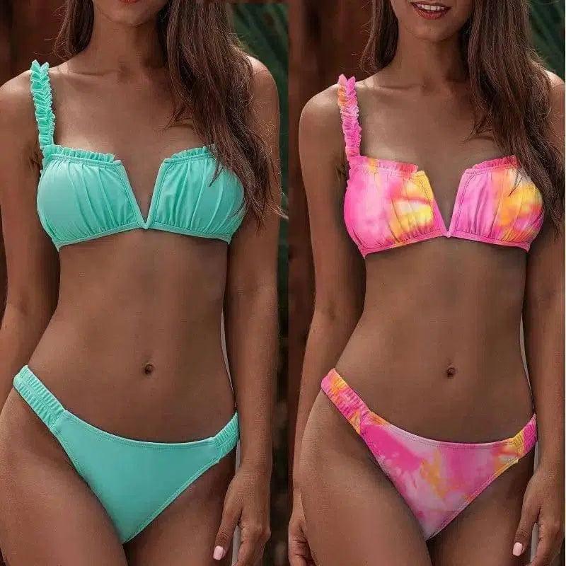 Ruffled V-neck bikini-1