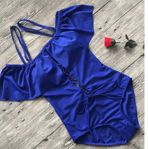 Sexy Fringe Bikini Ruffled Sling Swimsuit-Royalblue-5