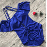 Fringe Bikini Ruffled Sling Swimsuit-Royalblue-5