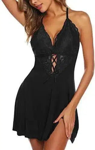 Sexy lingerie modal pajamas Sleepwear-Black-3